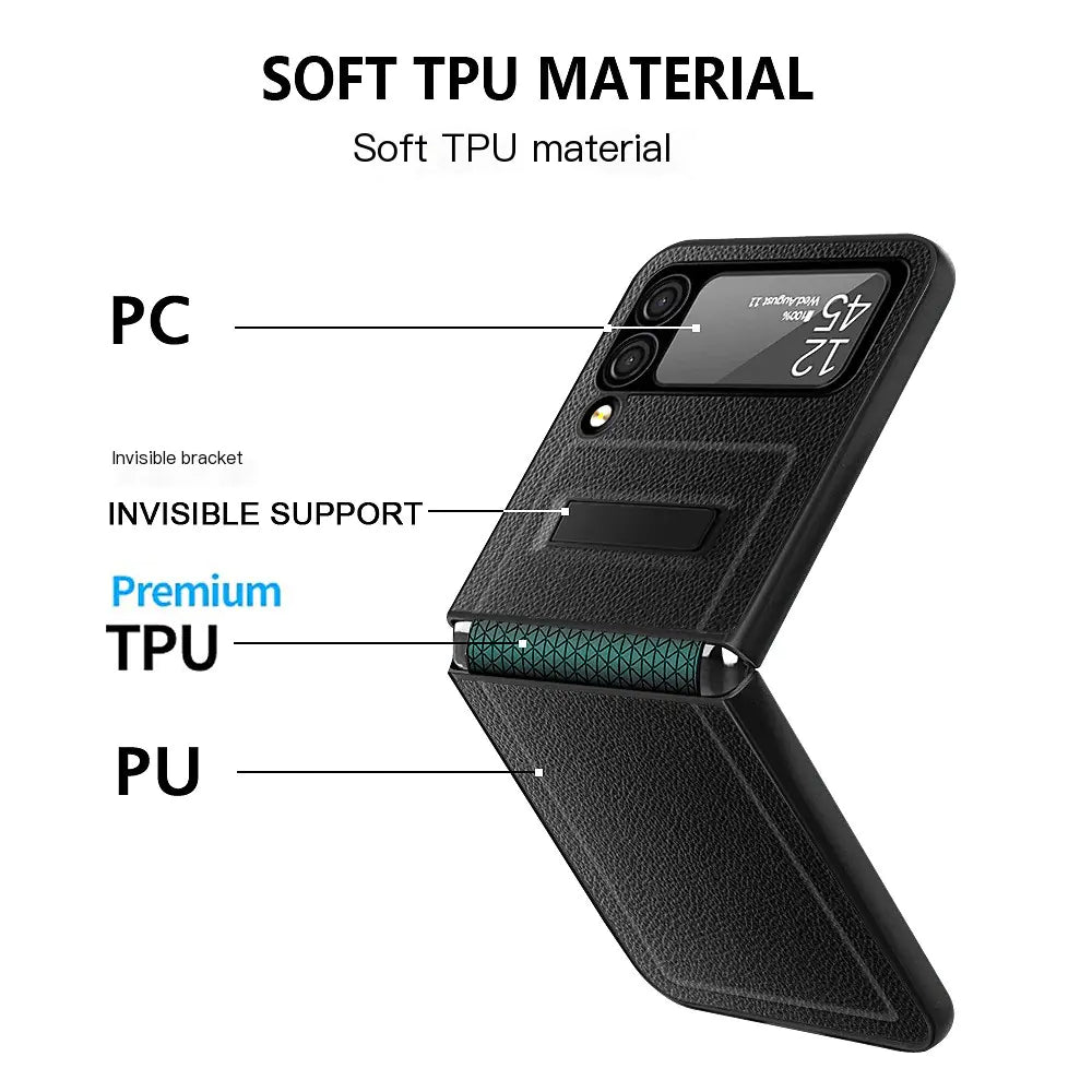 Samsung Galaxy Z Flip 3 Leather Texture Case with Stand