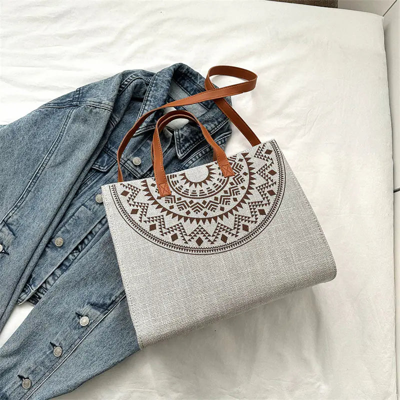 Large Capacity Japanese Print Tote Bag - Fashionable Style