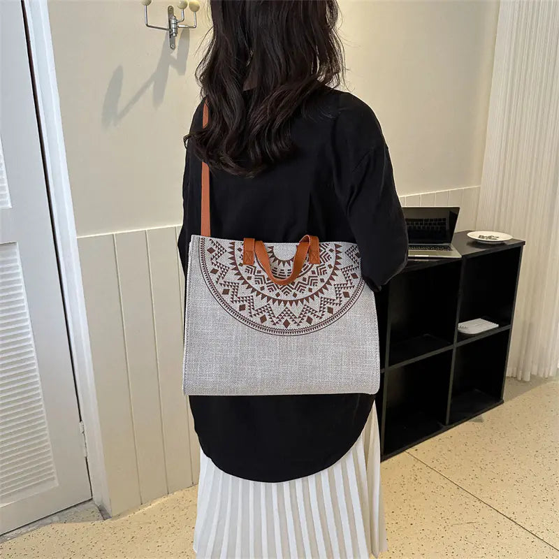 Large Capacity Japanese Print Tote Bag - Fashionable Style