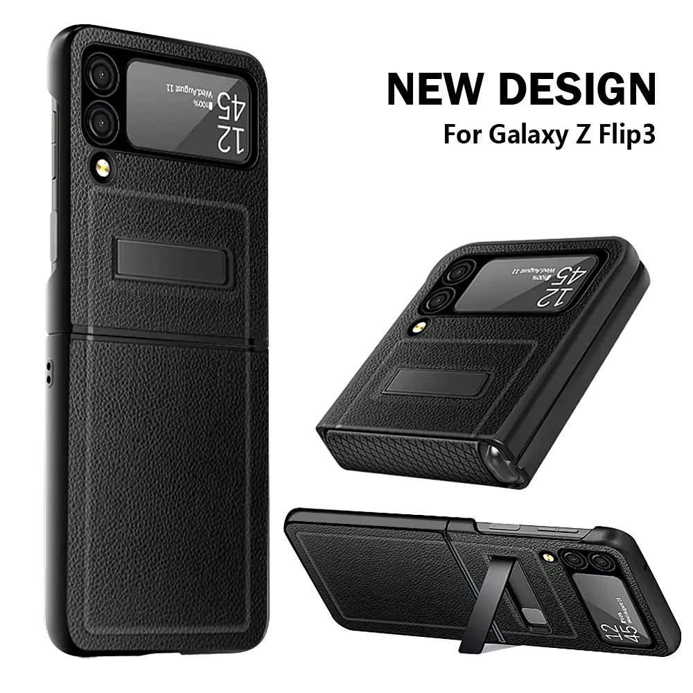 Samsung Galaxy Z Flip 3 Leather Texture Case with Stand