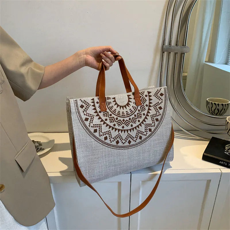 Large Capacity Japanese Print Tote Bag - Fashionable Style