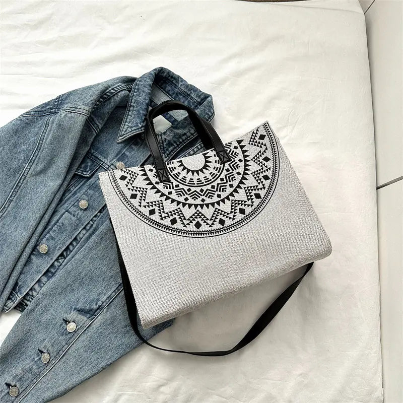 Large Capacity Japanese Print Tote Bag - Fashionable Style