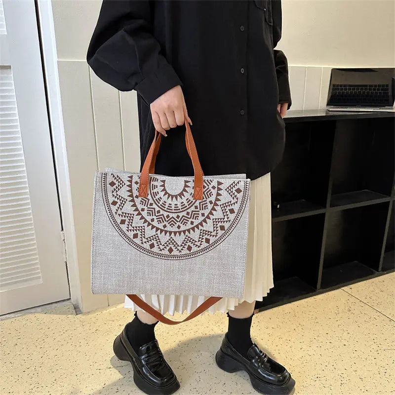 Large Capacity Japanese Print Tote Bag - Fashionable Style