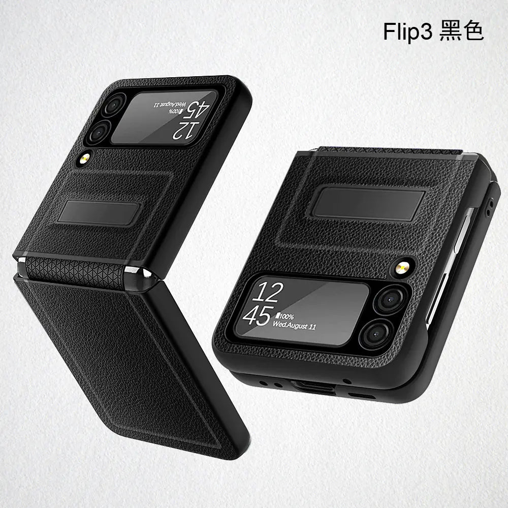 Samsung Galaxy Z Flip 3 Leather Texture Case with Stand